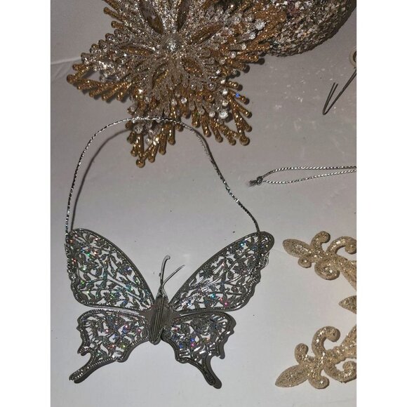 Set Of 12 Glittery Christmas Ornaments - Snowflakes Balls & Angel Decorations - Picture 13 of 16